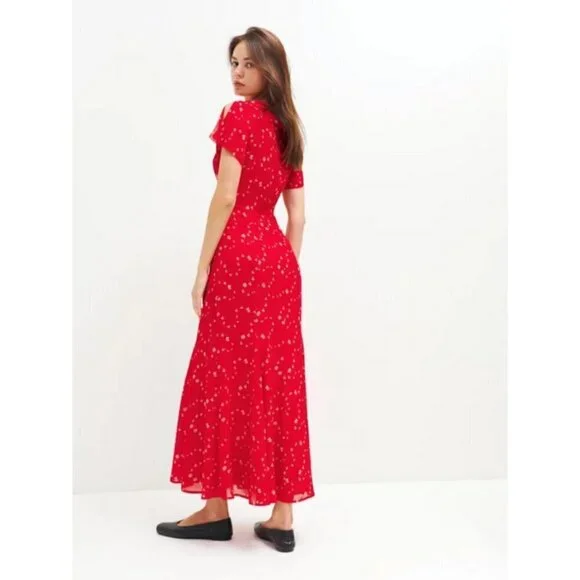 💕REFORMATION💕 Talleen Dress ~ Fresno Red Floral Print 4 NWT